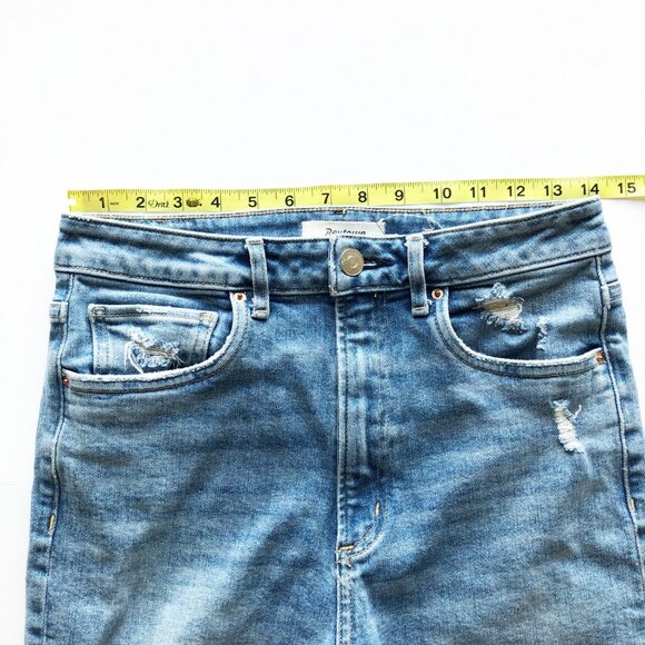 REVTOWN Sky-High Slim Jeans All Day Indigo Organic Cotton Raw Hem Womens 28 - Picture 9 of 9